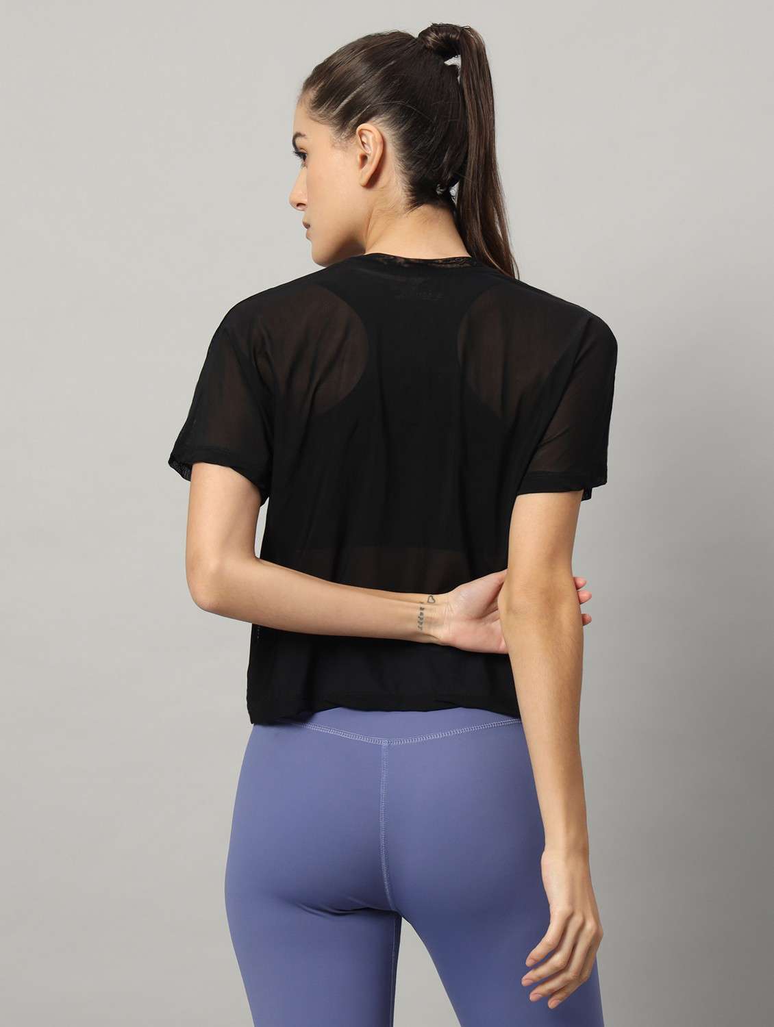 women black typographic round neck sport t-shirt - 21763433 -  Standard Image - 3