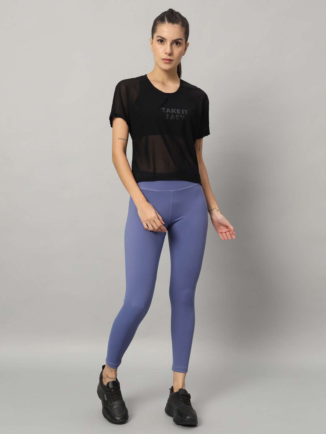 women black typographic round neck sport t-shirt - 21763433 -  Standard Image - 5