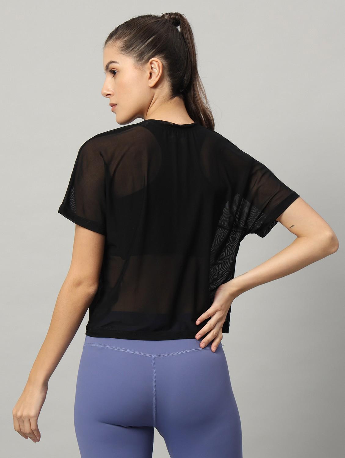 women typographic printed mesh sports t-shirt - 21763435 - Standard Image - 3