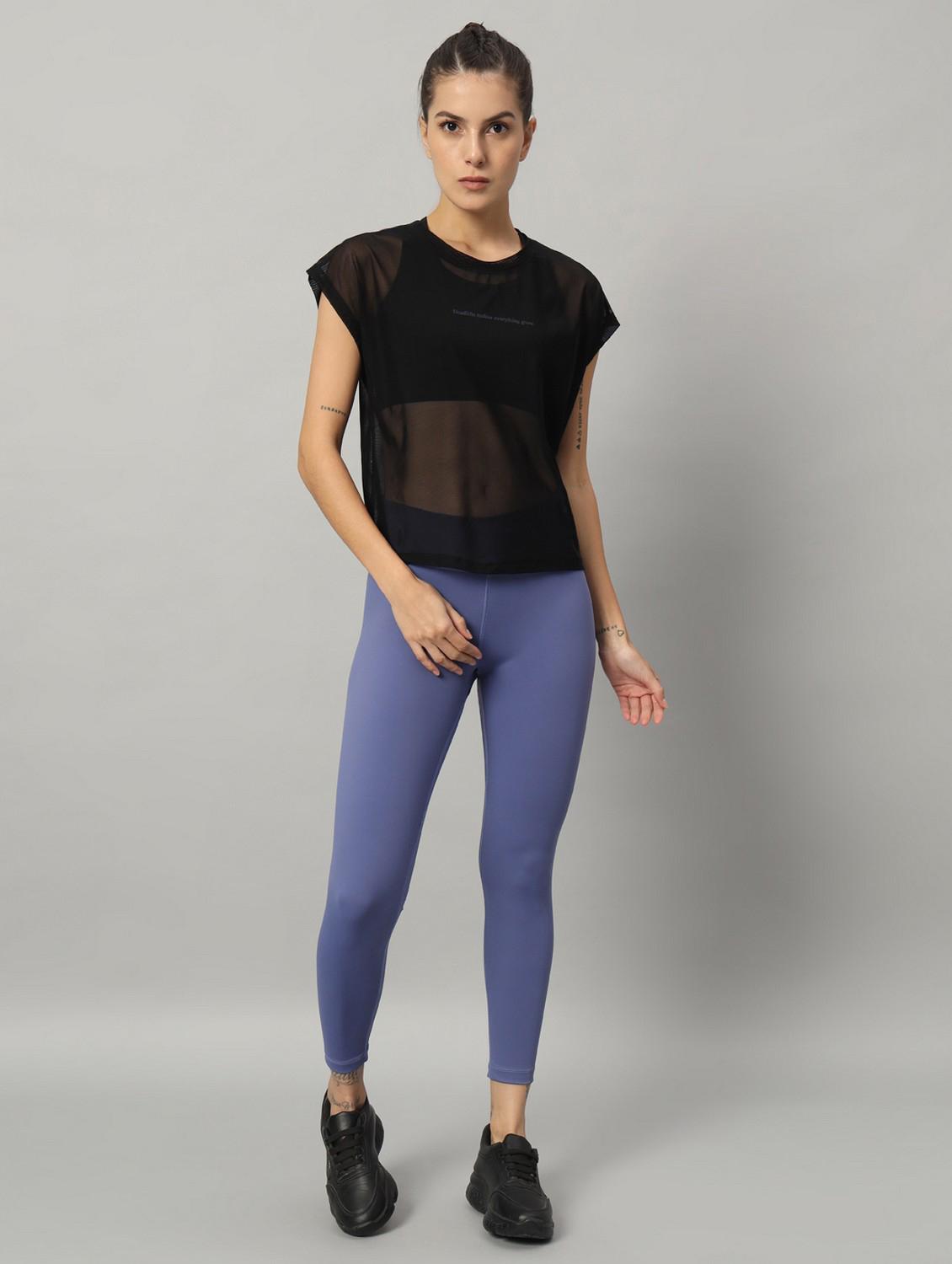 women black typographic round neck sport t-shirt - 21763437 - Standard Image - 5