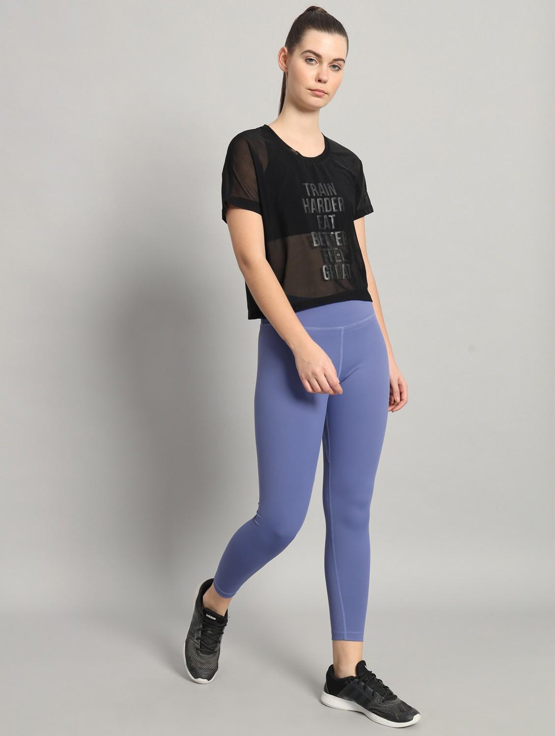 women black typographic round neck sport t-shirt - 21763439 - Standard Image - 5