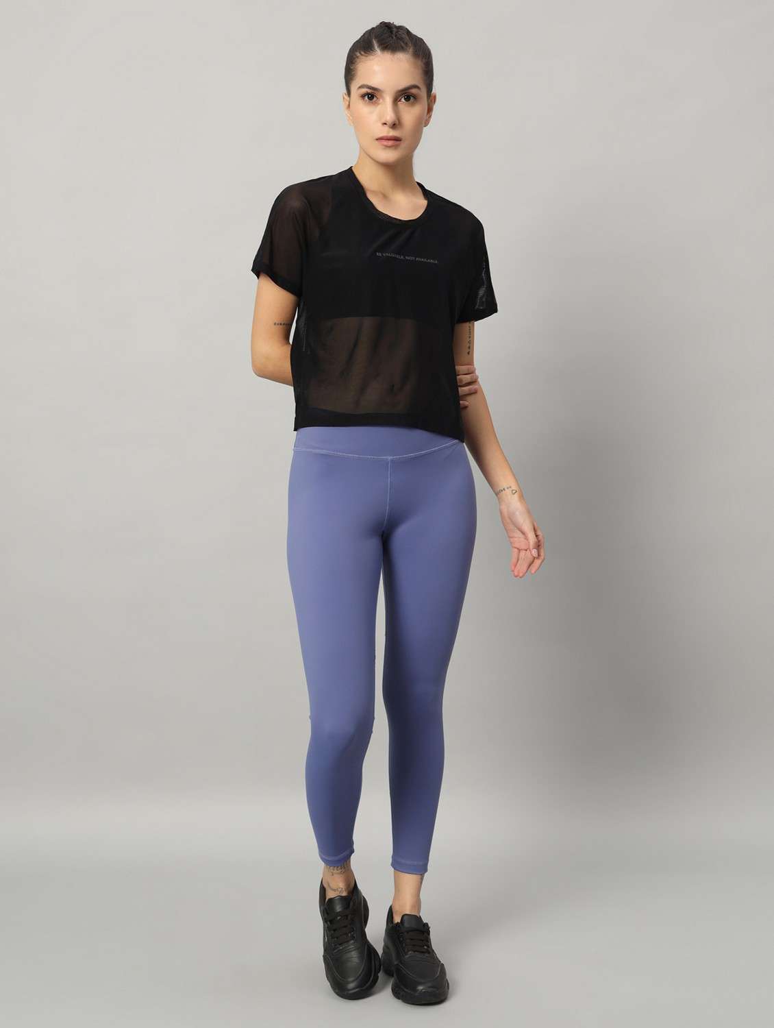 women black typographic round neck sport t-shirt - 21763440 -  Standard Image - 5