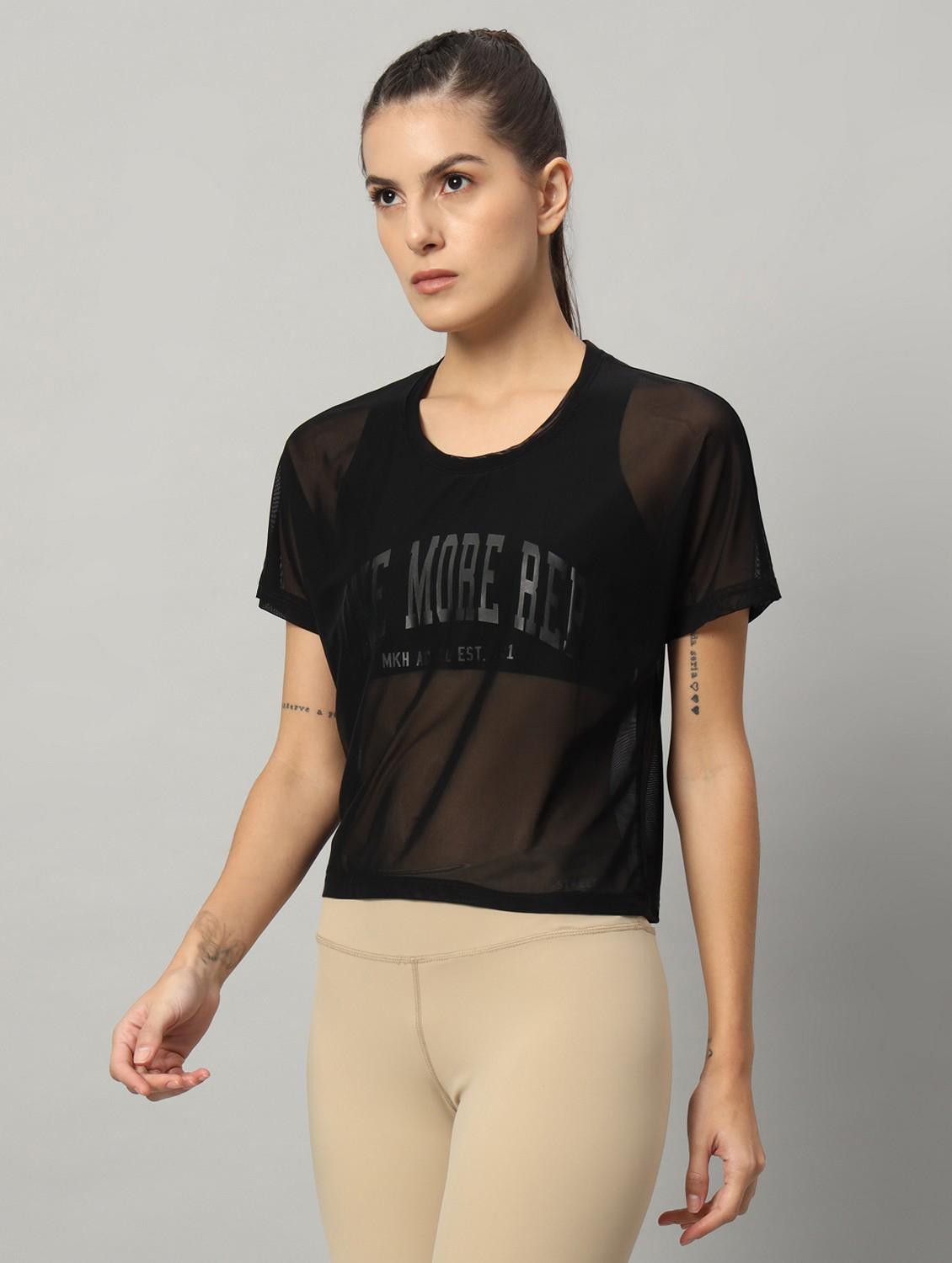 women typographic printed mesh sports t-shirt - 21763441 - Zoom Image - 0