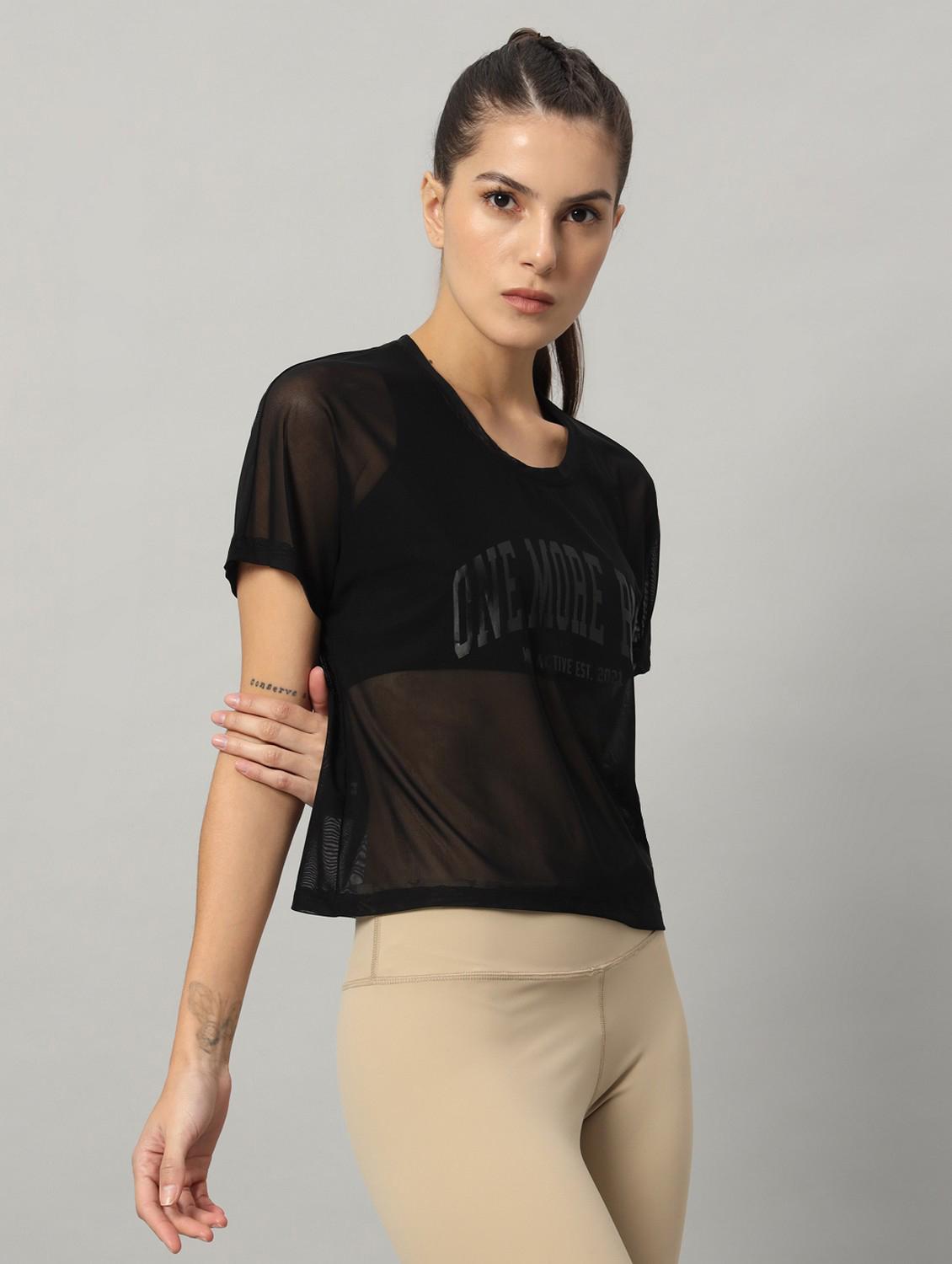 women typographic printed mesh sports t-shirt - 21763441 - Standard Image - 3