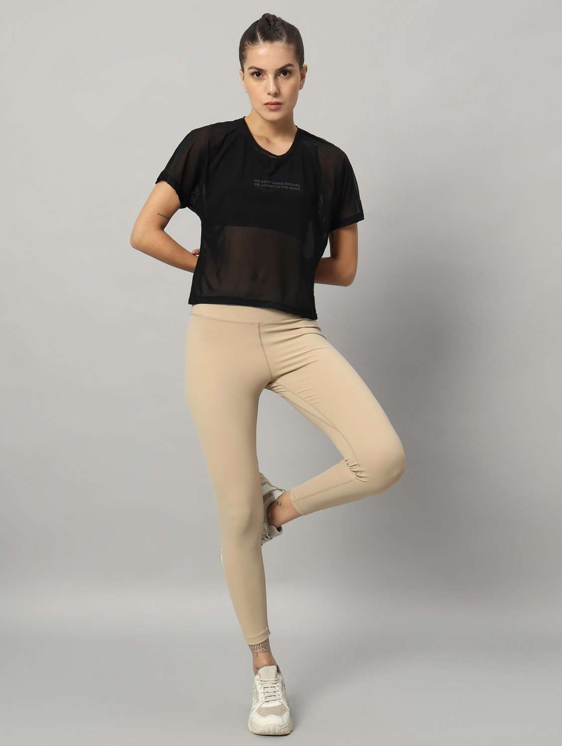 women black typographic round neck sport t-shirt - 21763442 -  Standard Image - 5