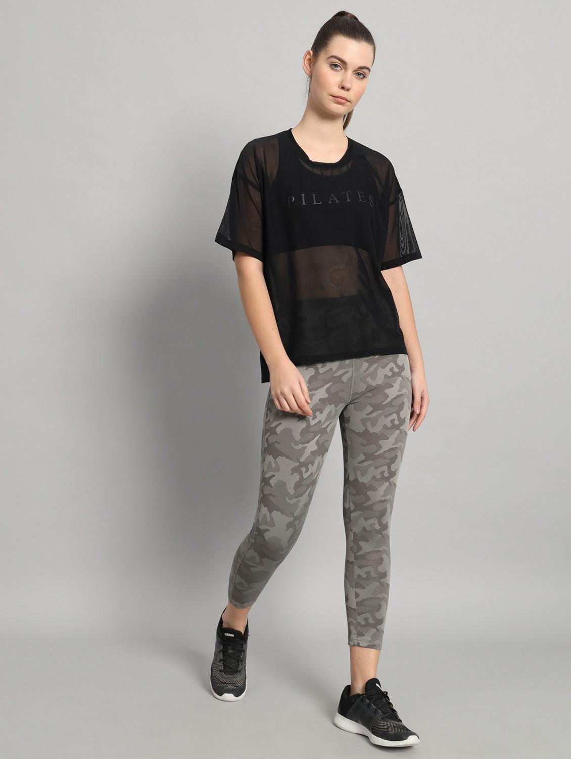women black typographic round neck sport t-shirt - 21763447 - Standard Image - 5
