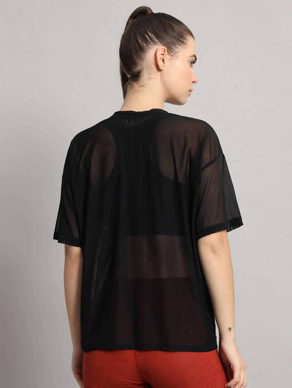 women black typographic round neck sport t-shirt - 21763448 -  Standard Image - 3