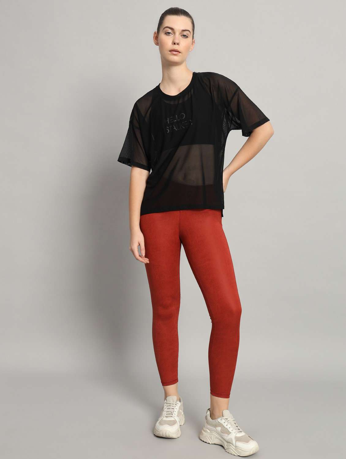 women typographic printed mesh sports t-shirt - 21763454 -  Standard Image - 5