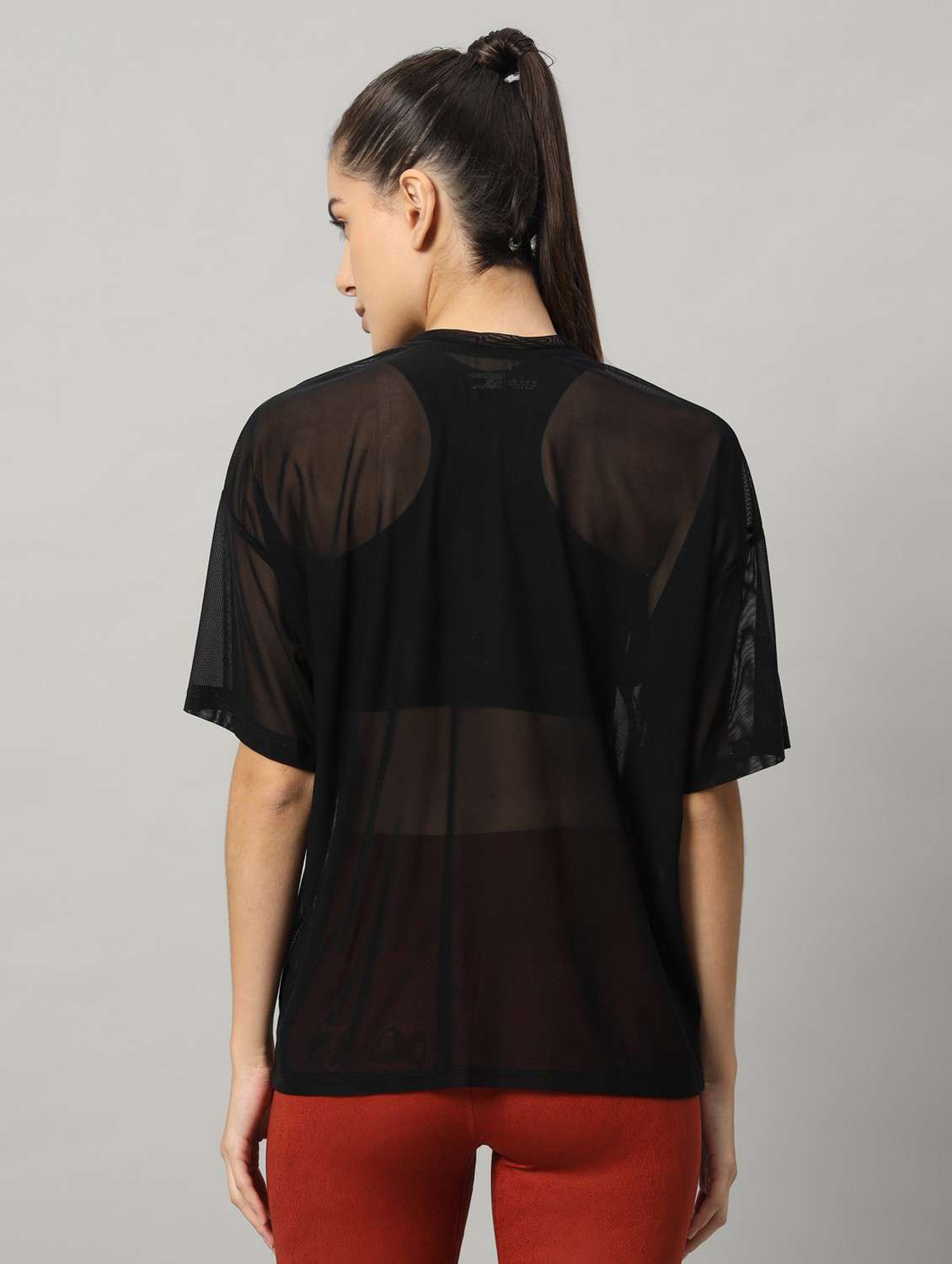 women black typographic round neck sport t-shirt - 21763455 -  Standard Image - 3