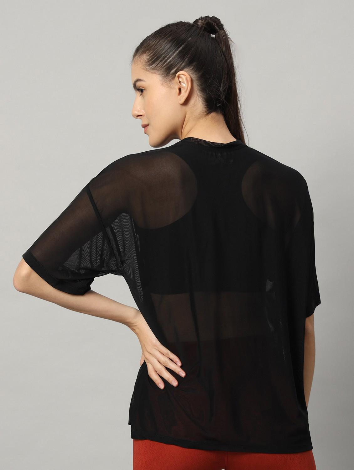 women typographic printed mesh sports t-shirt - 21763456 - Standard Image - 3