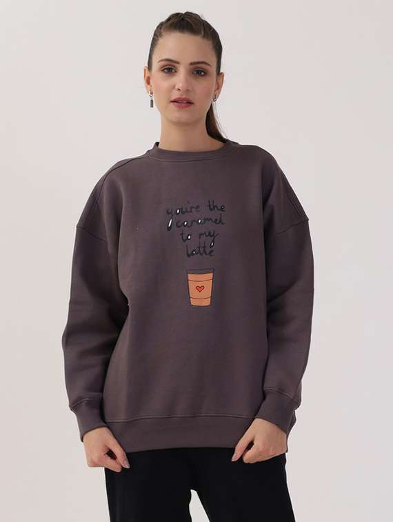 women printed long sleeves oversized sweatshirt