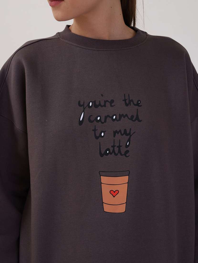 women printed long sleeves oversized sweatshirt - 21764117 -  Standard Image - 5