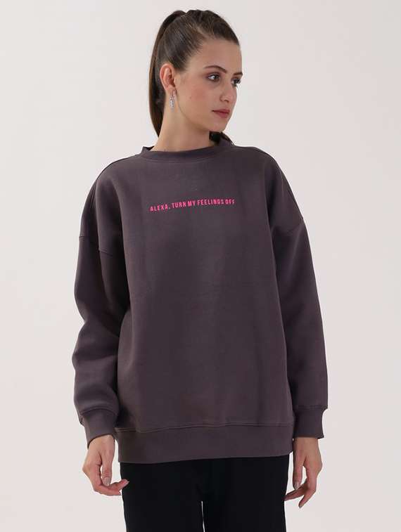 women printed long sleeves oversized sweatshirt