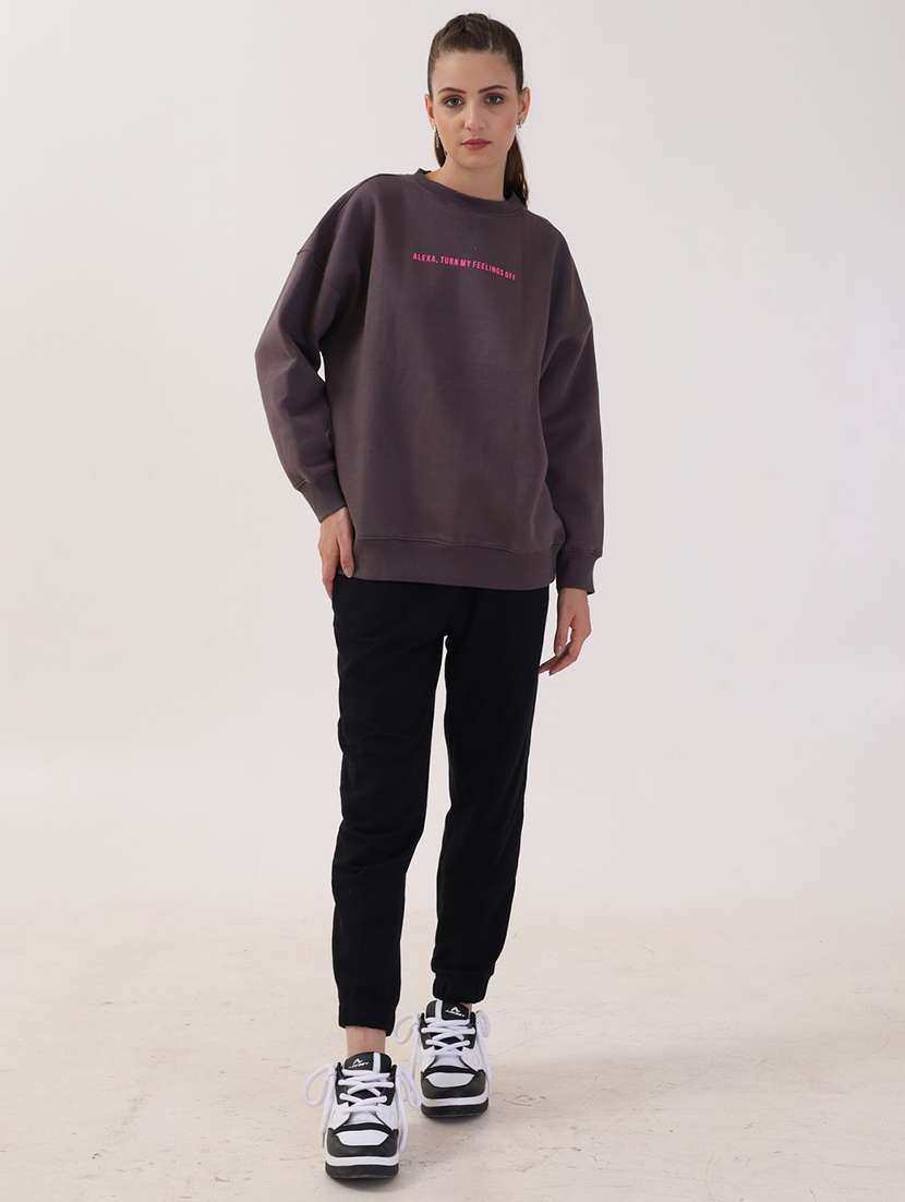 women printed long sleeves oversized sweatshirt - 21764119 -  Standard Image - 3