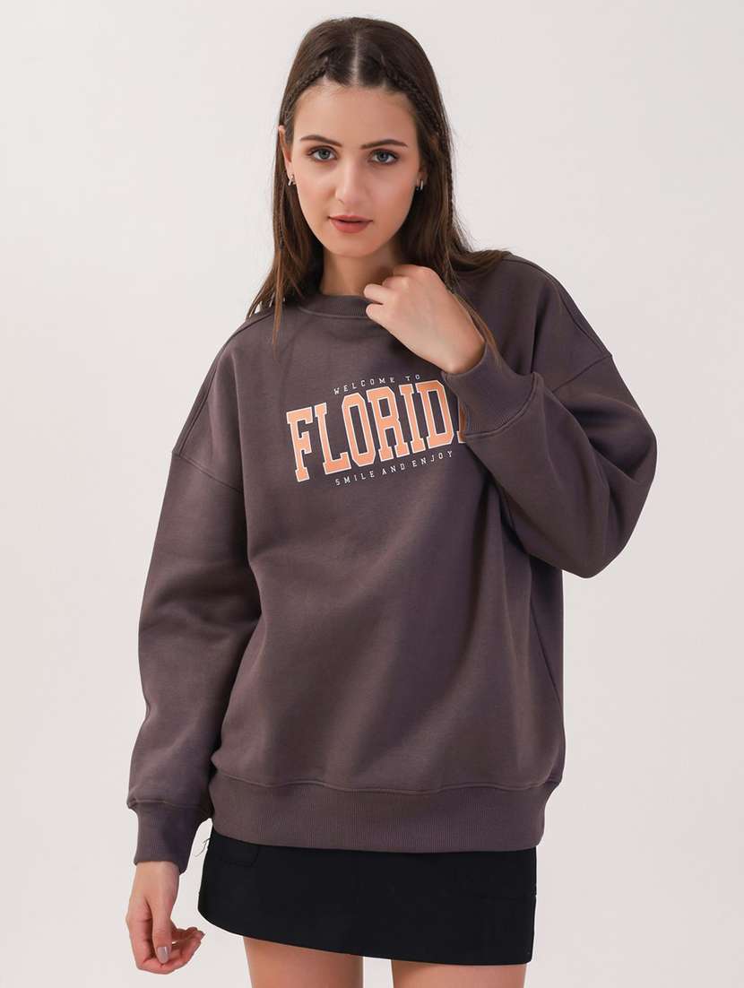 women printed long sleeves oversized sweatshirt