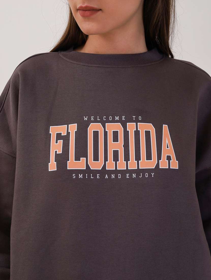 women printed long sleeves oversized sweatshirt - 21764121 -  Standard Image - 5