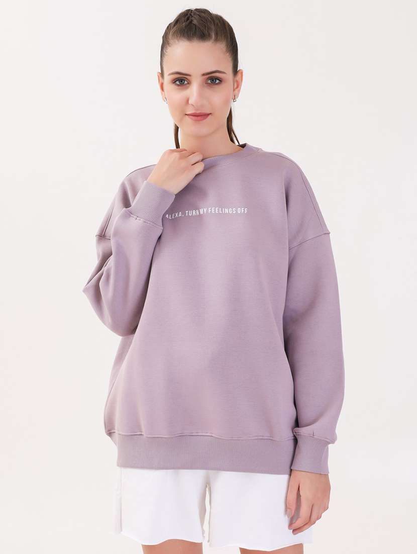 women printed long sleeves oversized sweatshirt