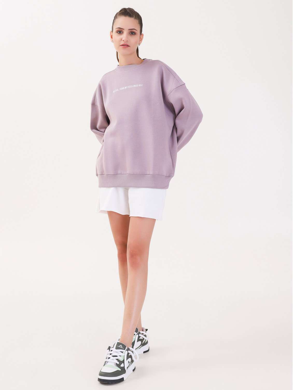 women printed long sleeves oversized sweatshirt - 21764124 -  Standard Image - 3