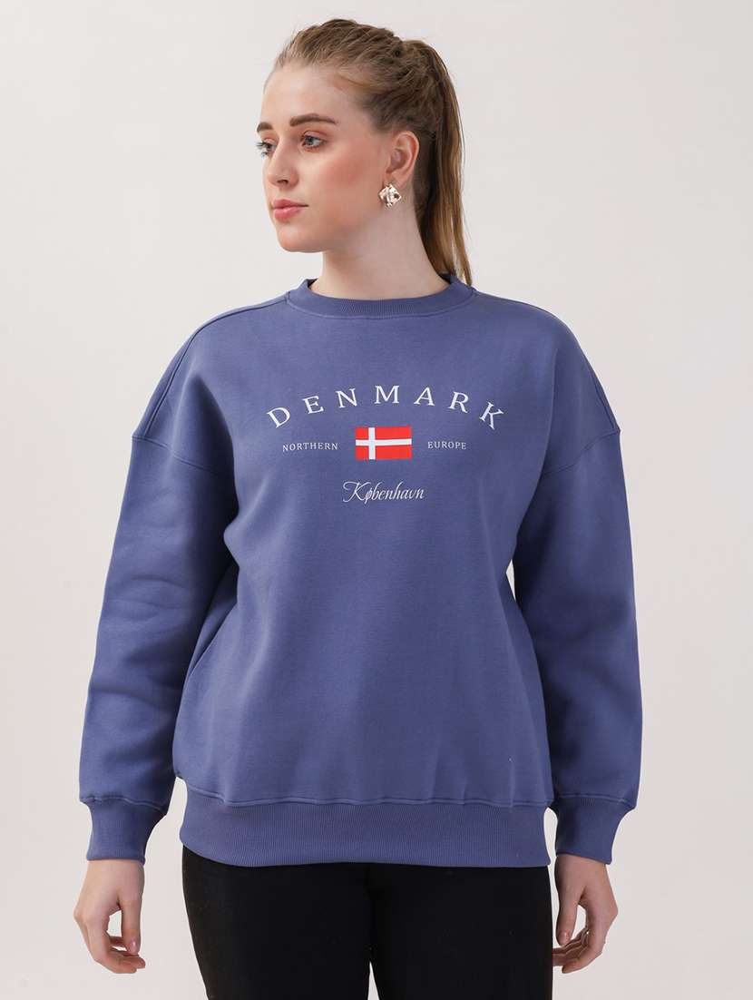 women printed long sleeves oversized sweatshirt