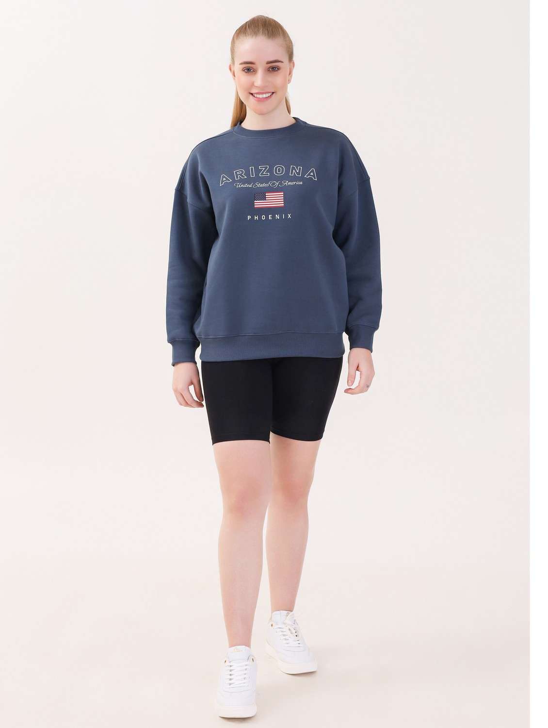 women printed long sleeves oversized sweatshirt - 21764127 -  Standard Image - 3