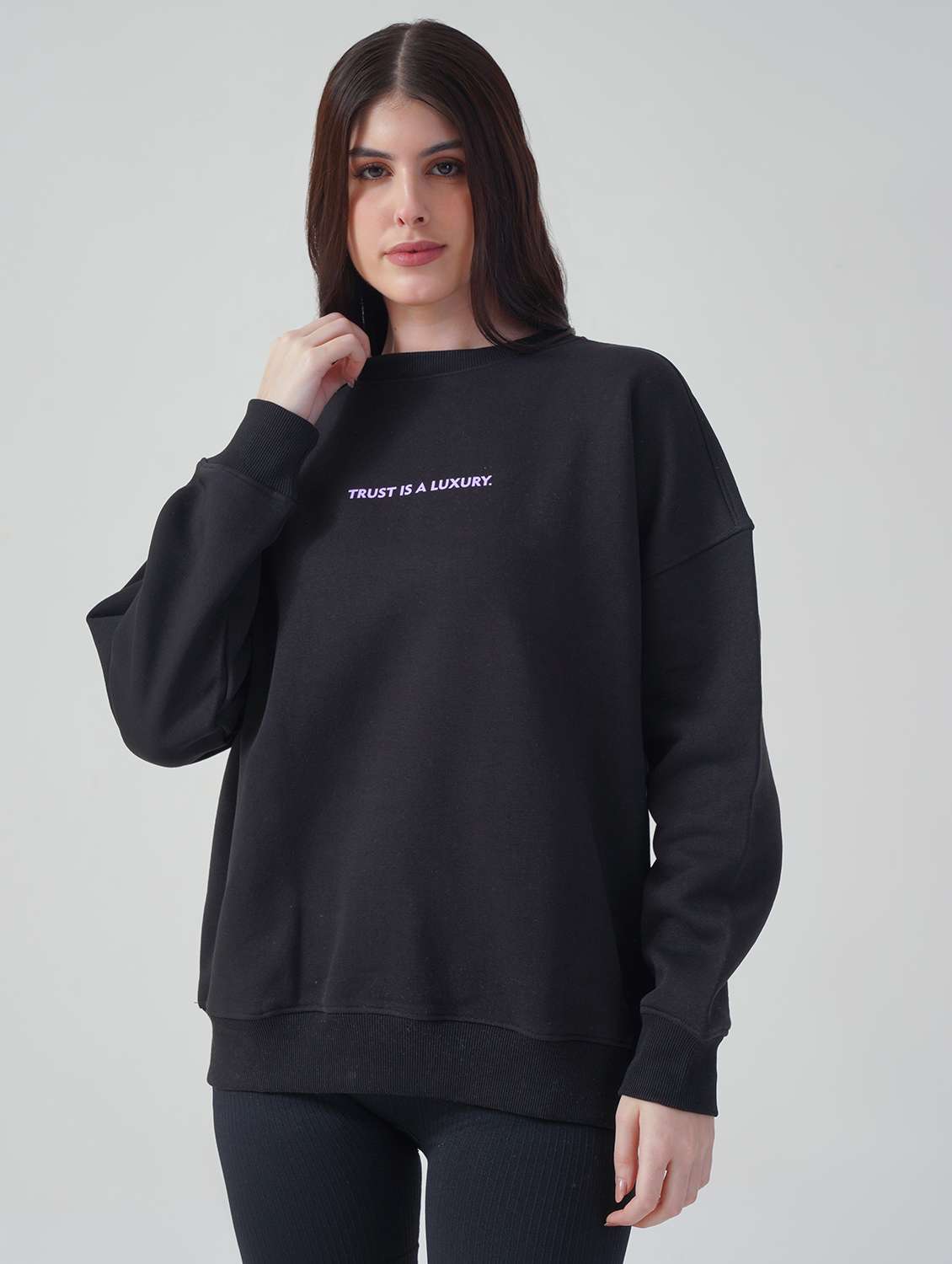 women printed long sleeve oversized sweatshirt