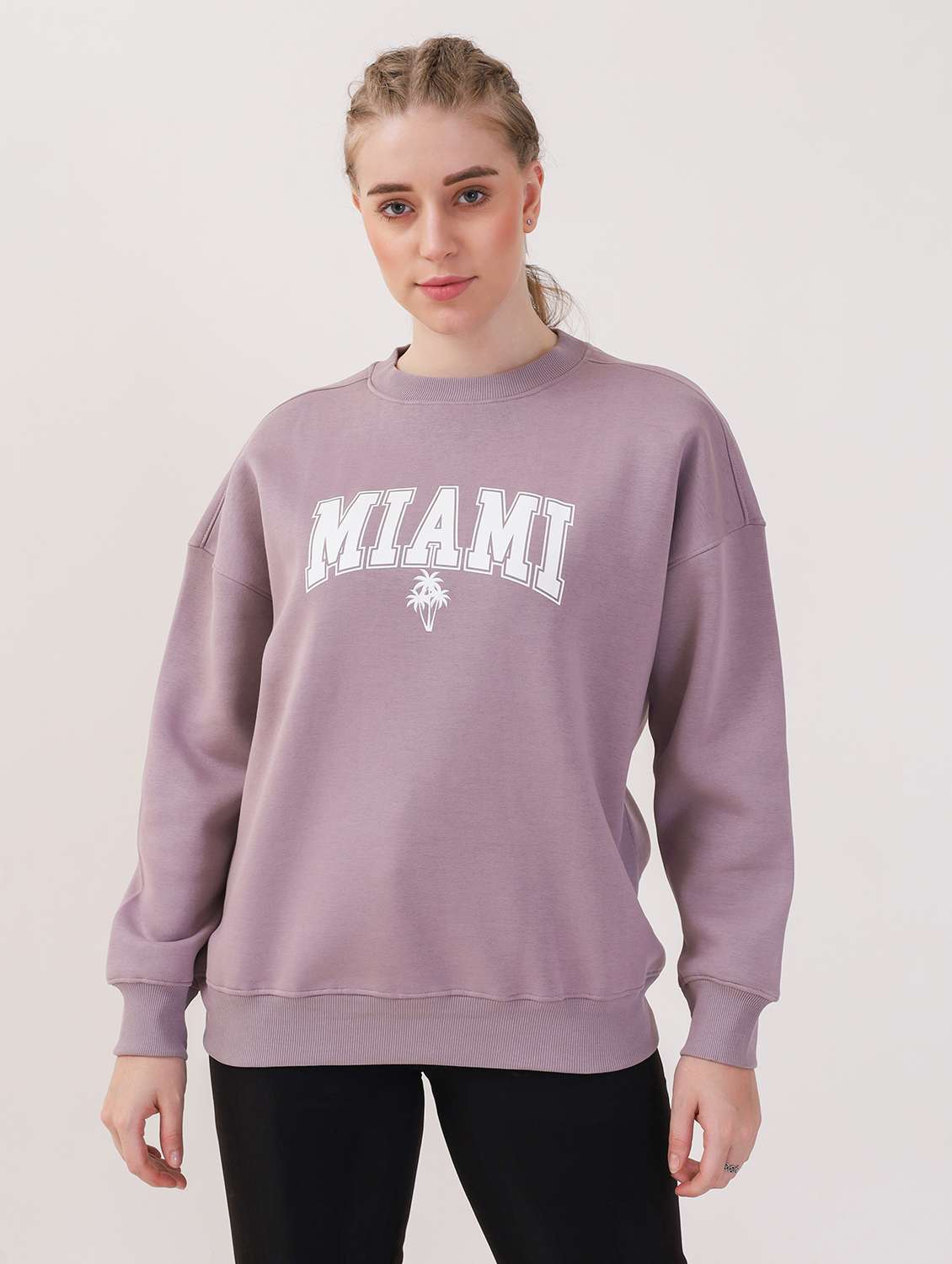 women printed long sleeve oversized sweatshirt