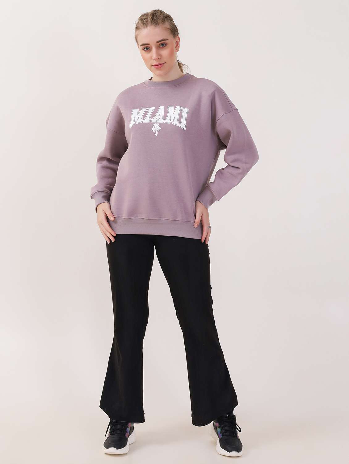 women printed long sleeve oversized sweatshirt - 21764132 -  Standard Image - 3