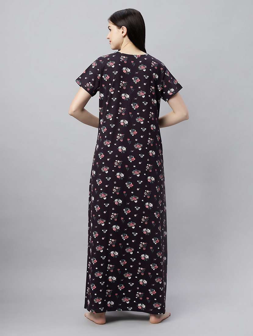 women printed short sleeves nighty - 21764229 -  Standard Image - 3