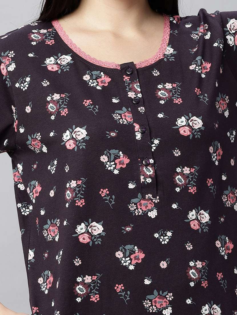 women printed short sleeves nighty - 21764229 -  Standard Image - 5