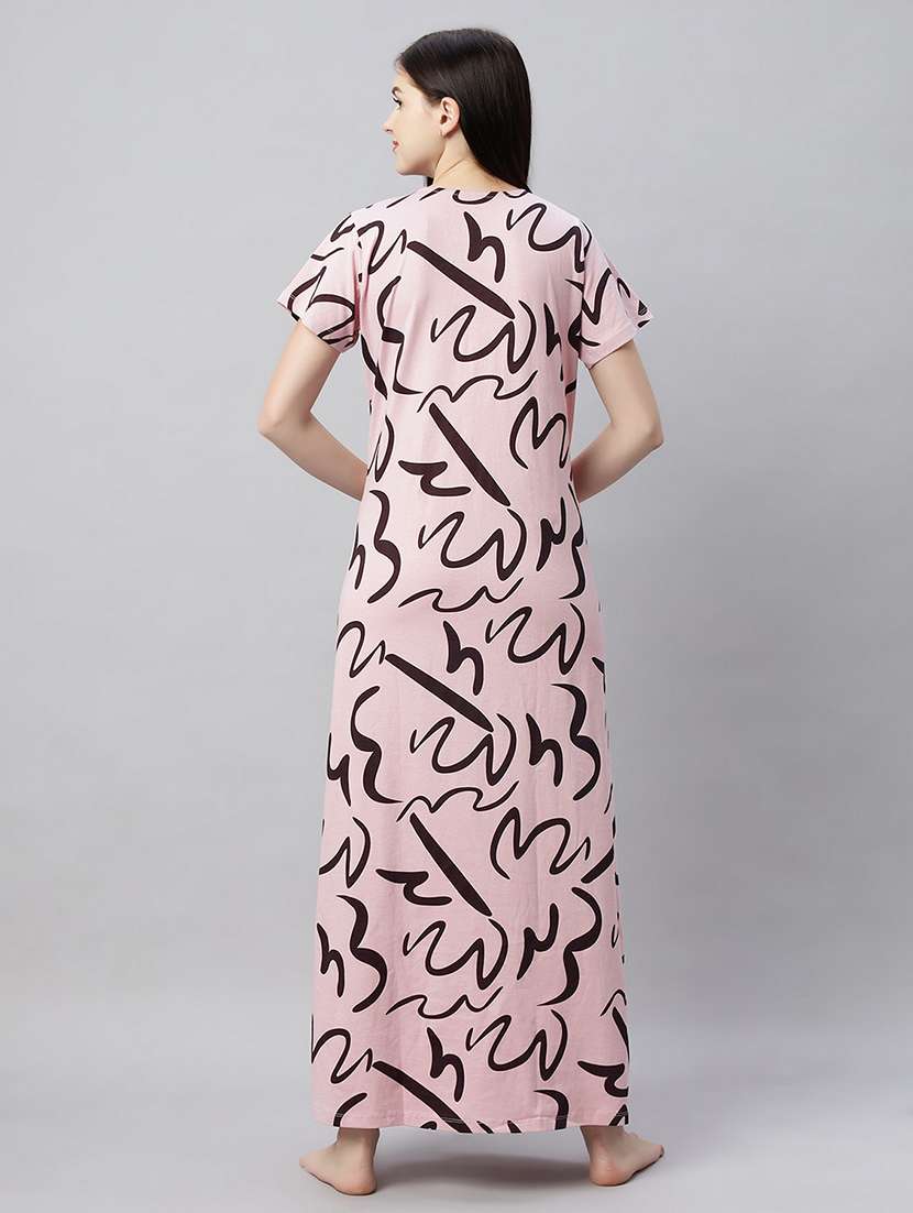 women printed short sleeves nighty - 21764230 -  Standard Image - 3