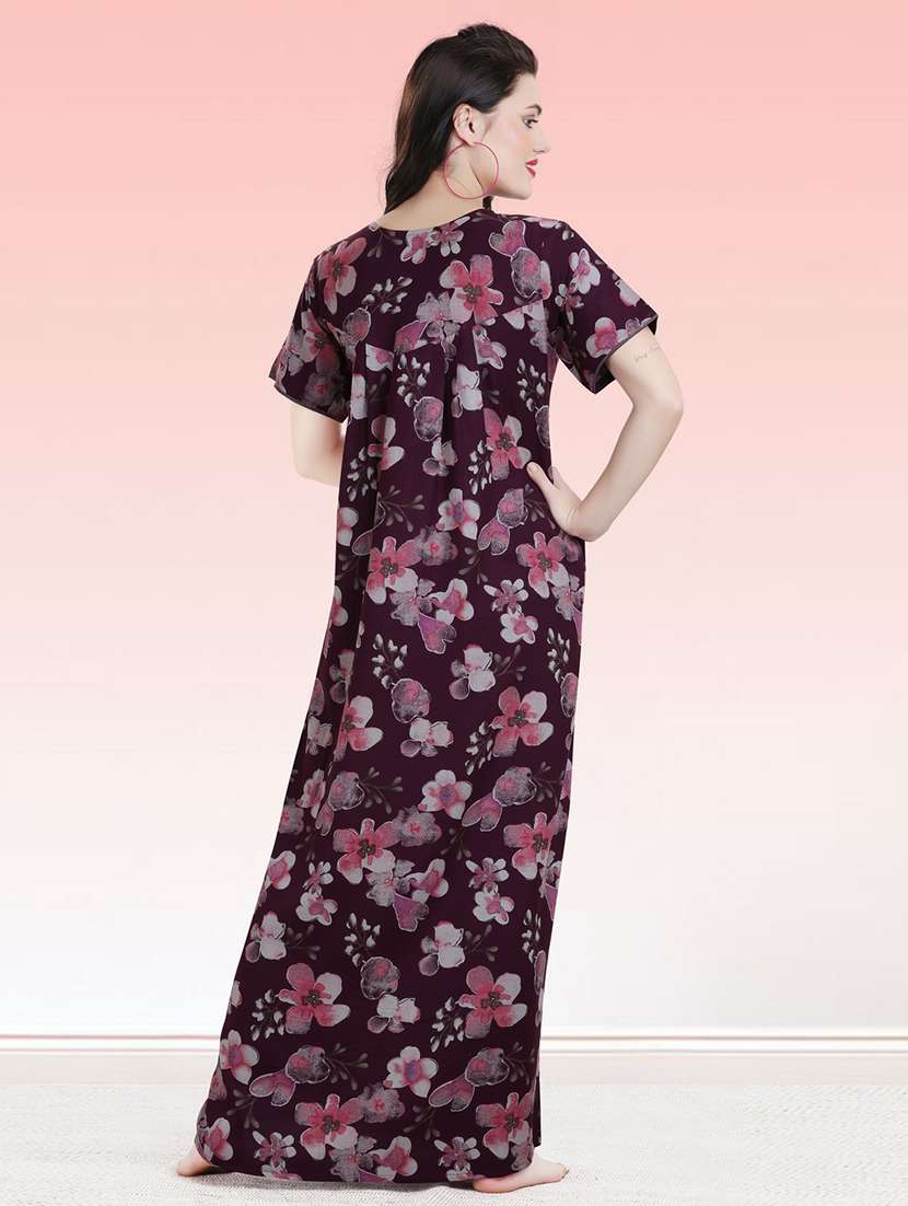 women floral print short sleeves nighty - 21764232 -  Standard Image - 3