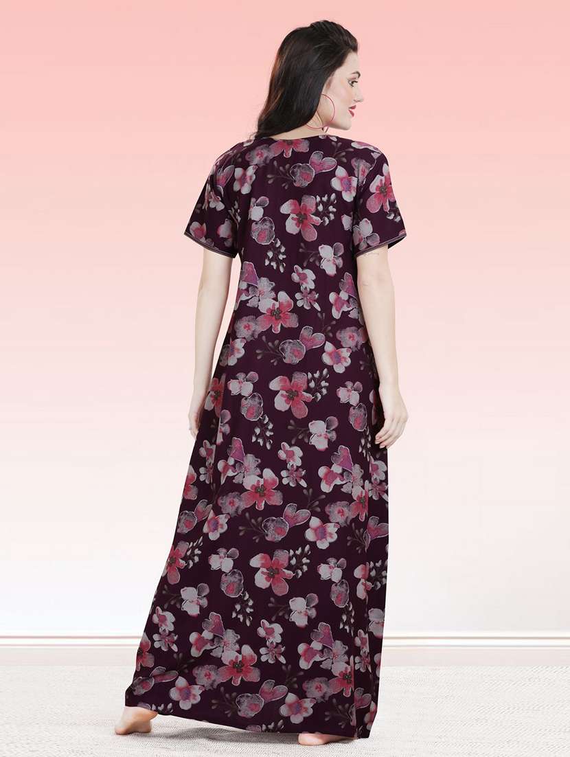 women floral print short sleeves nighty - 21764235 -  Standard Image - 3