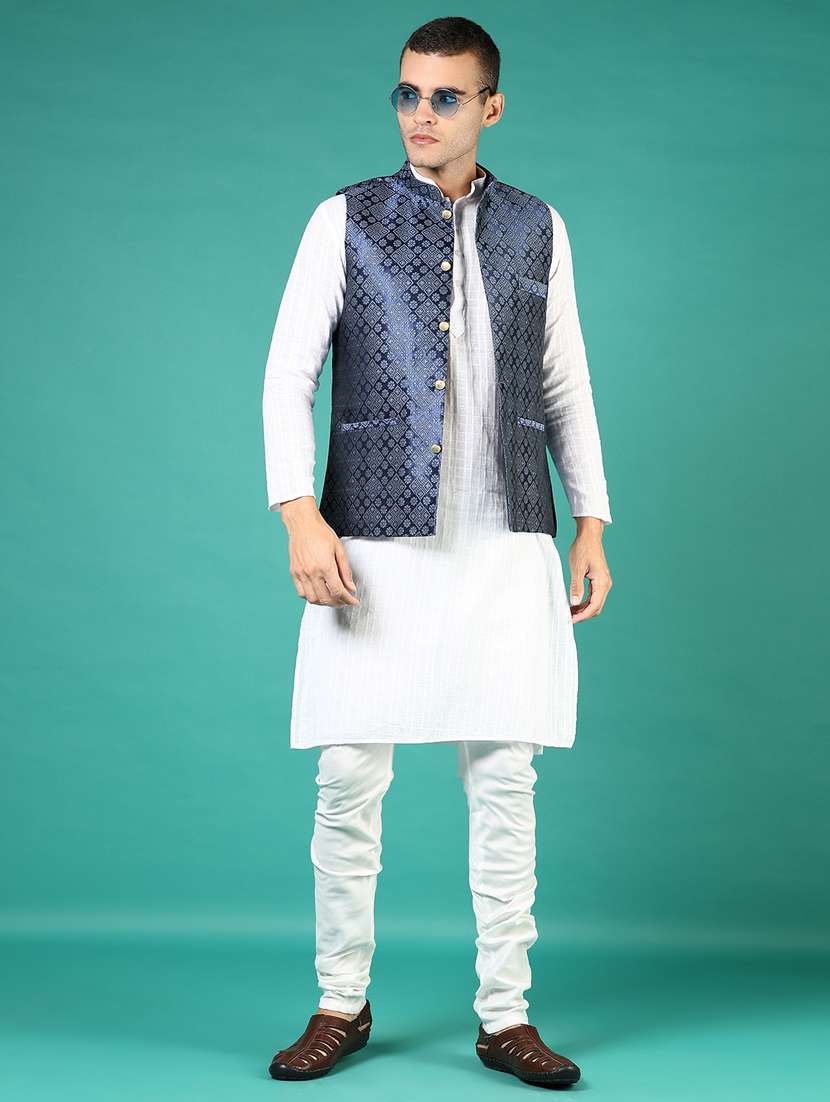 men self design sleeveless regular fit nehru jacket - 21764255 -  Standard Image - 5