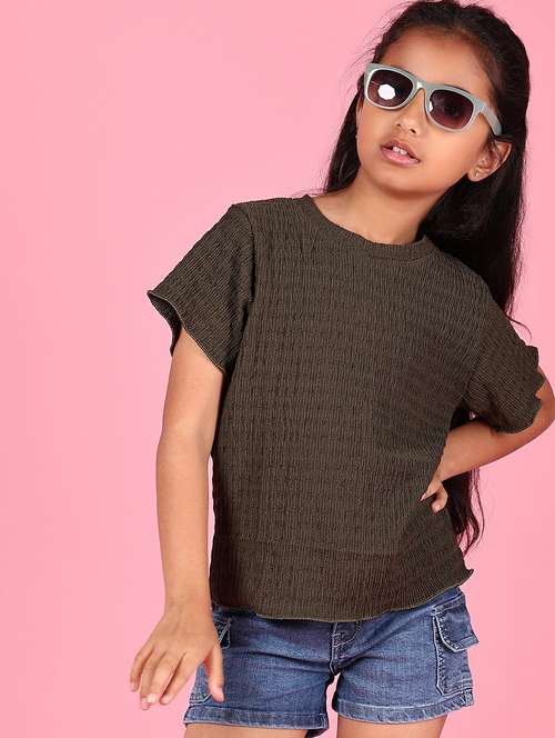 girls solid round neck short sleeves top - 21764261 -  Standard Image - 0