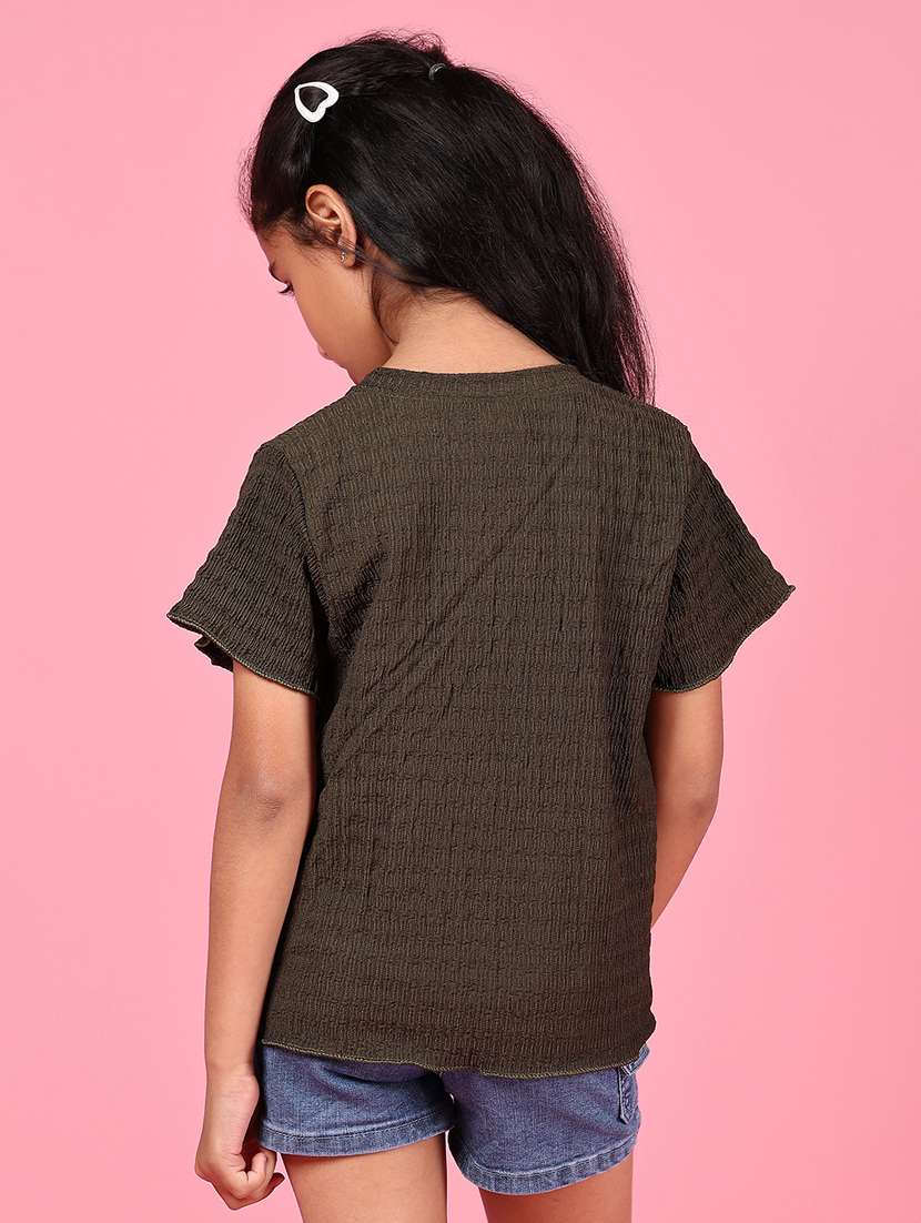 girls solid round neck short sleeves top - 21764261 - Standard Image - 3