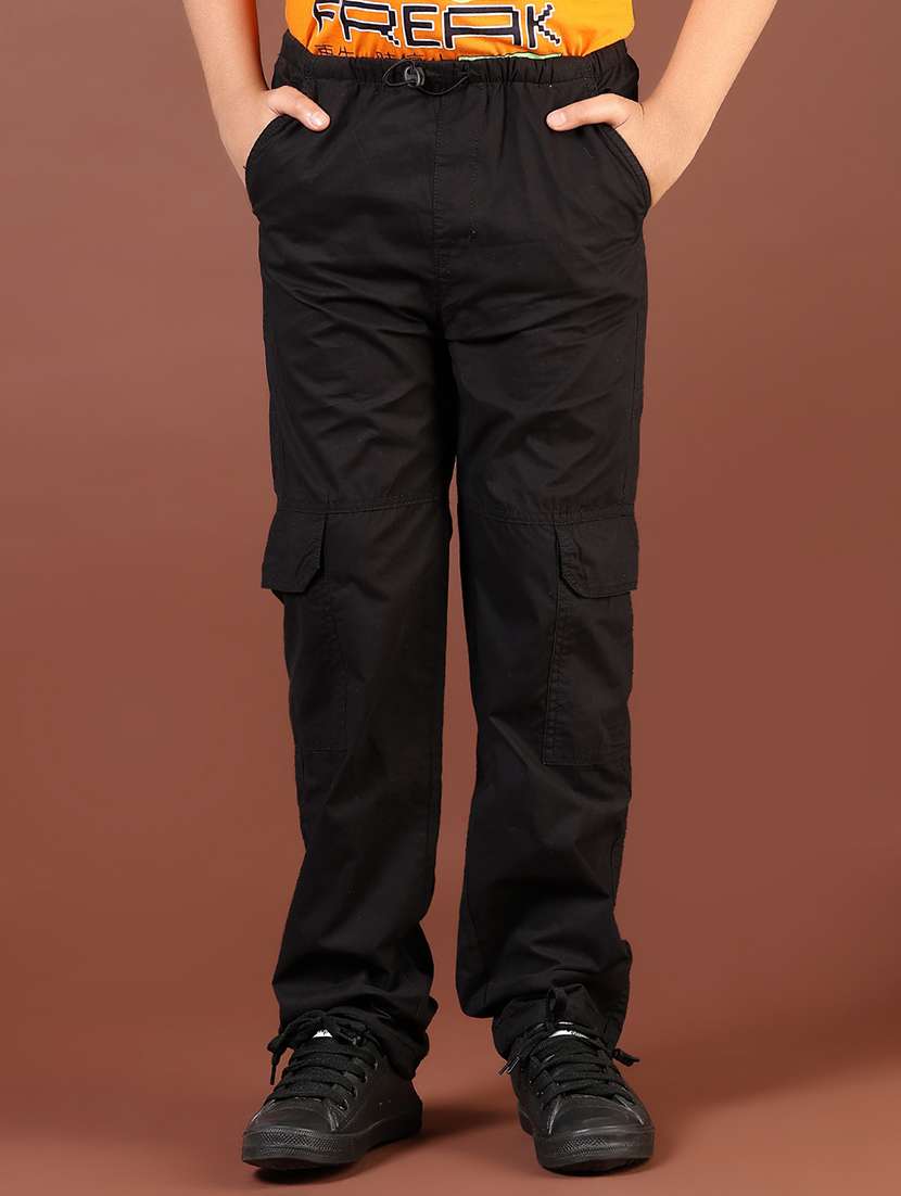 boys solid mid rise relaxed fit cargo