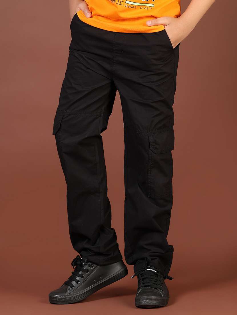 boys solid mid rise relaxed fit cargo - 21764268 -  Standard Image - 3