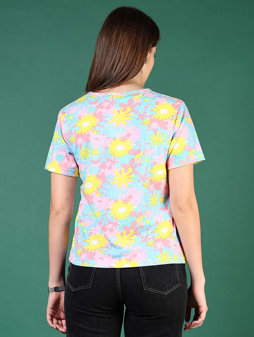 women floral print short sleeve regular t-shirt - 21764275 -  Standard Image - 3