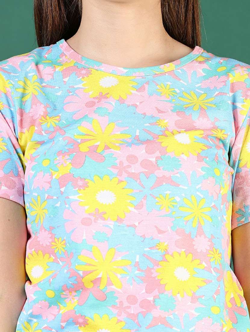 women floral print short sleeve regular t-shirt - 21764275 -  Standard Image - 5