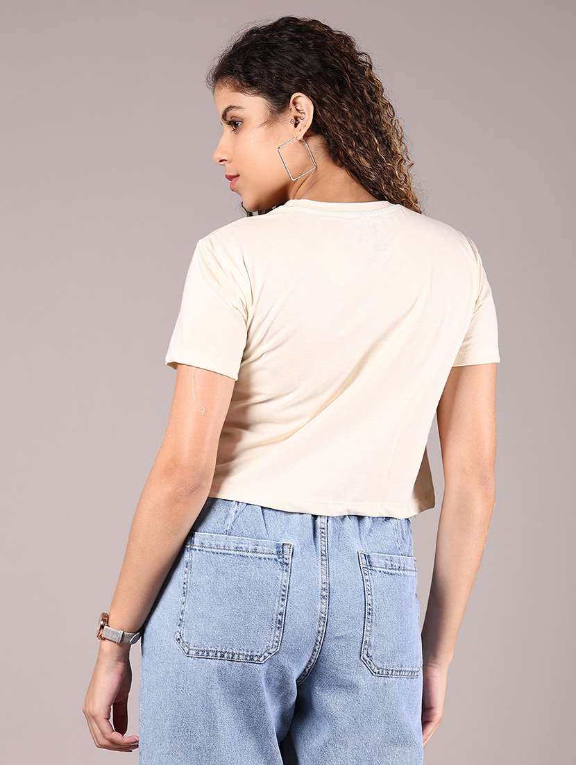 women printed short sleeve regular fit crop t-shirt - 21764290 -  Standard Image - 3