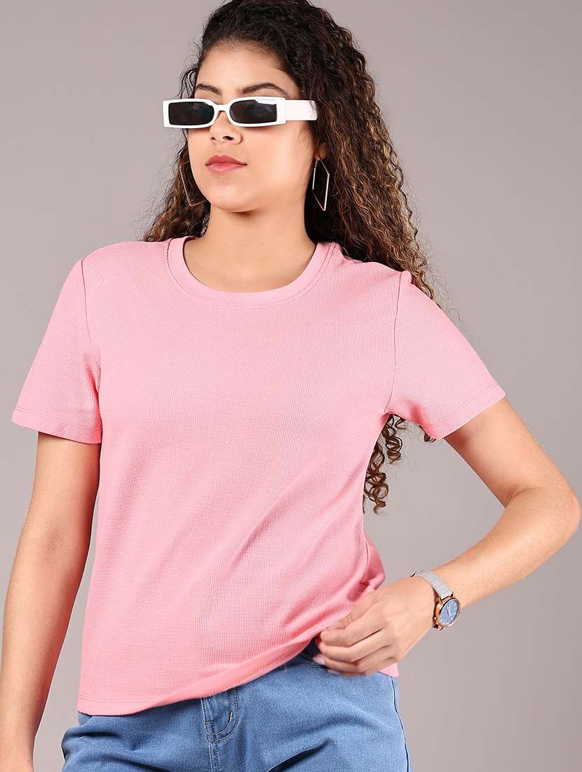 women solid short sleeve regular fit t-shirt - 21764295 - Zoom Image - 0