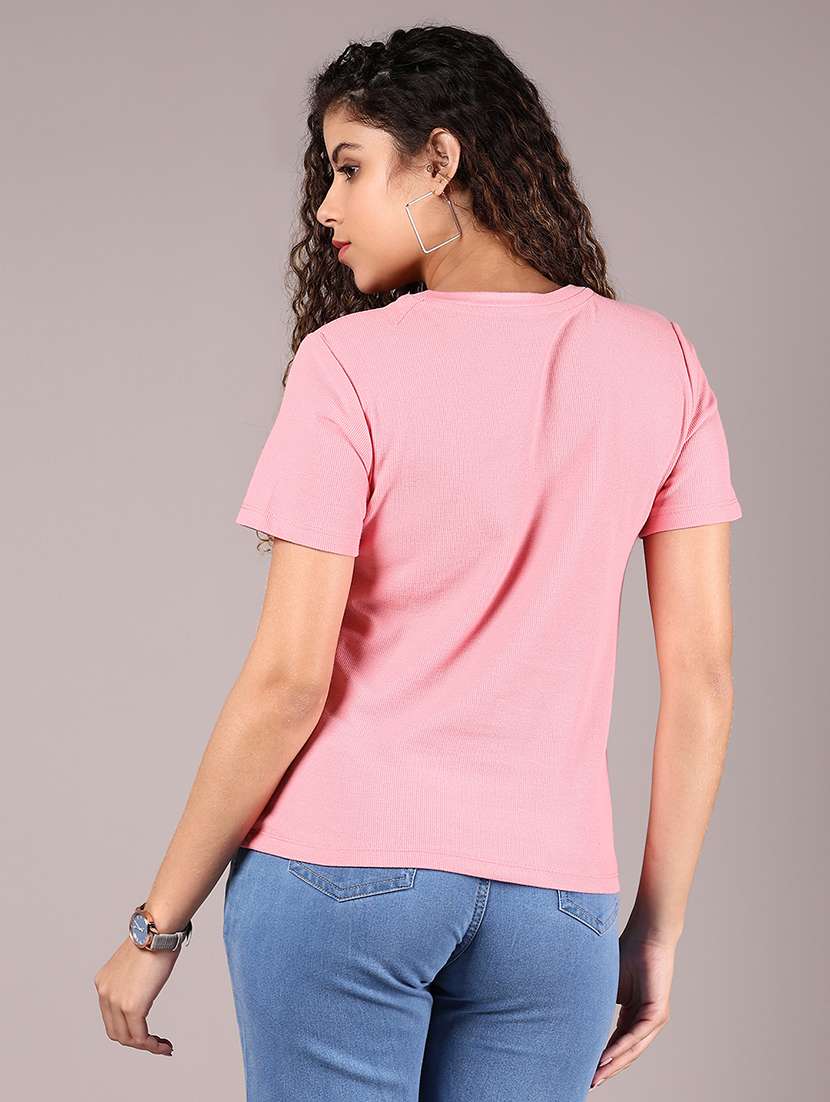 women solid short sleeve regular fit t-shirt - 21764295 - Standard Image - 3