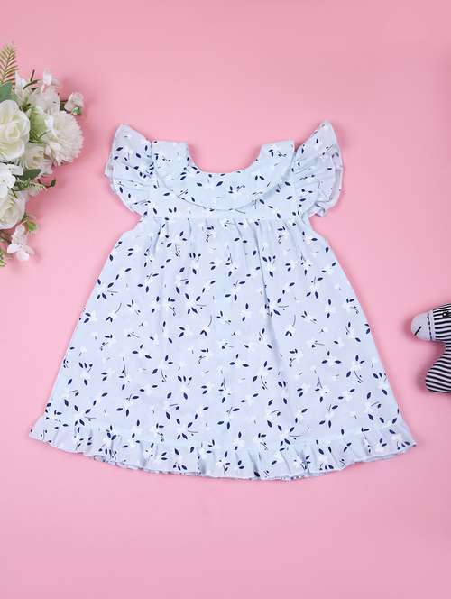 girls printed peter pan neck frock - 21764296 - Standard Image - 0