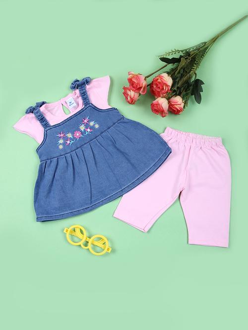 girls pink printed full length twin set - 21764320 - Standard Image - 0