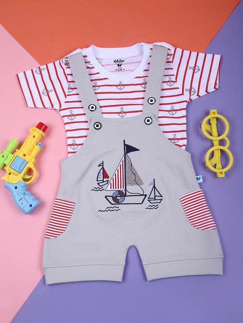 boys printed t-shirt with dungree - 21764321 -  Standard Image - 0
