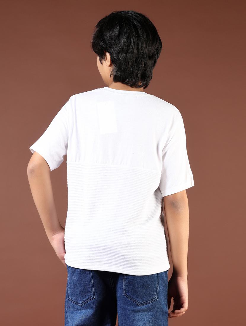 boys white typographic round neck t-shirt - 21764398 - Standard Image - 3