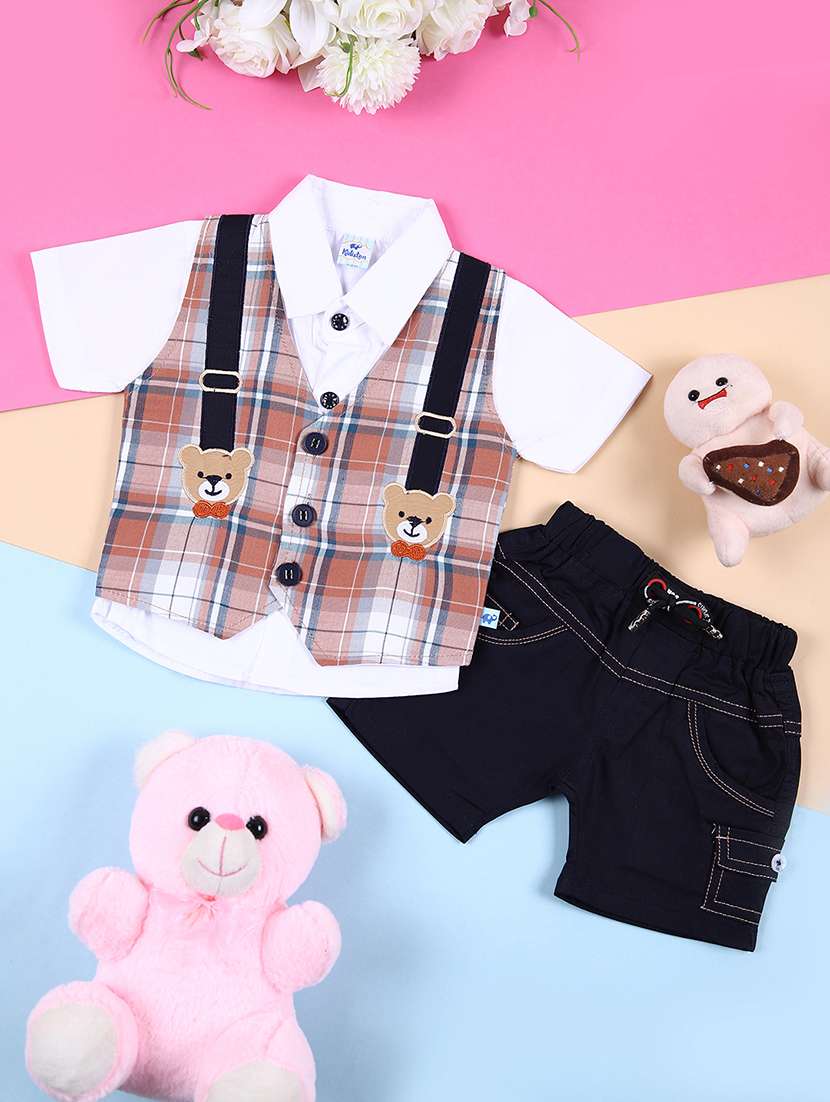 kids checkered shirt and short set - 21764399 - Zoom Image - 0