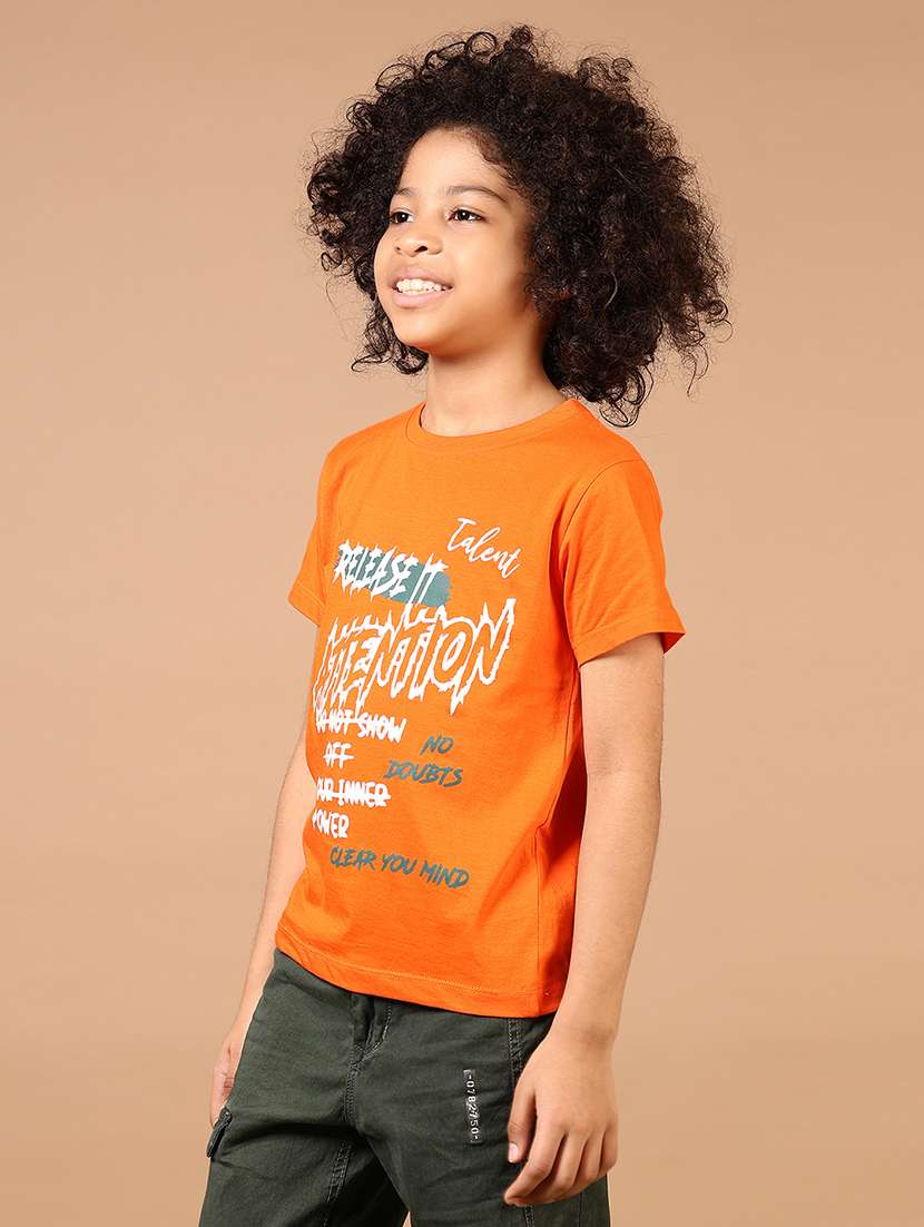 boys front print round neck t-shirt - 21764506 -  Standard Image - 5