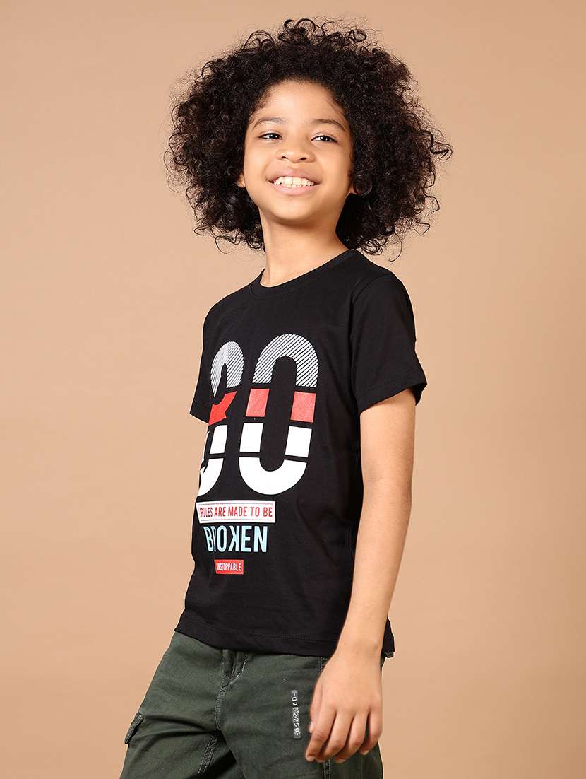 boys front print round neck t-shirt - 21764510 -  Standard Image - 5