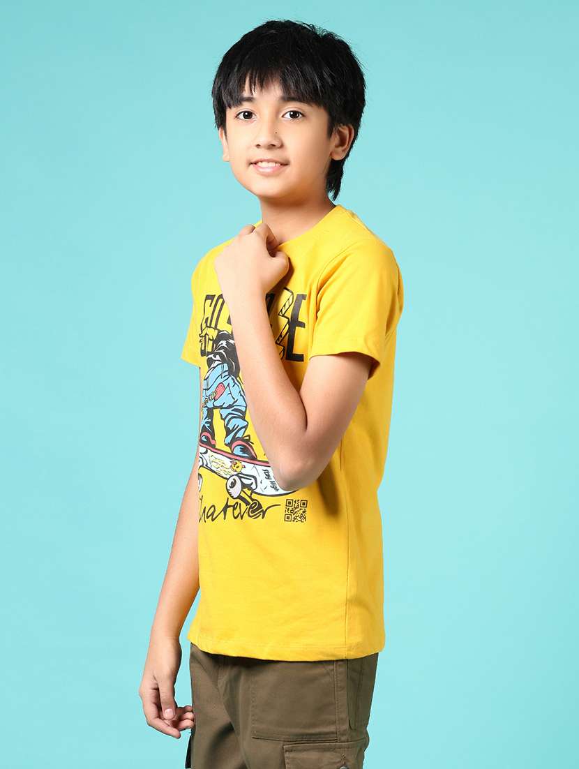 boys front print round neck t-shirt - 21764517 -  Standard Image - 5
